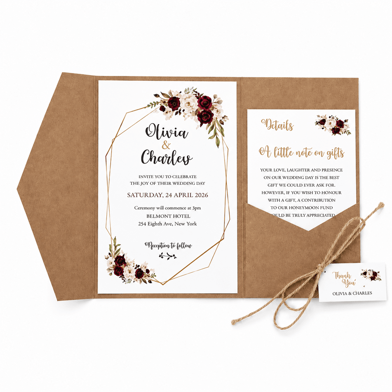 Pocket-Fold Wedding Invitation Set